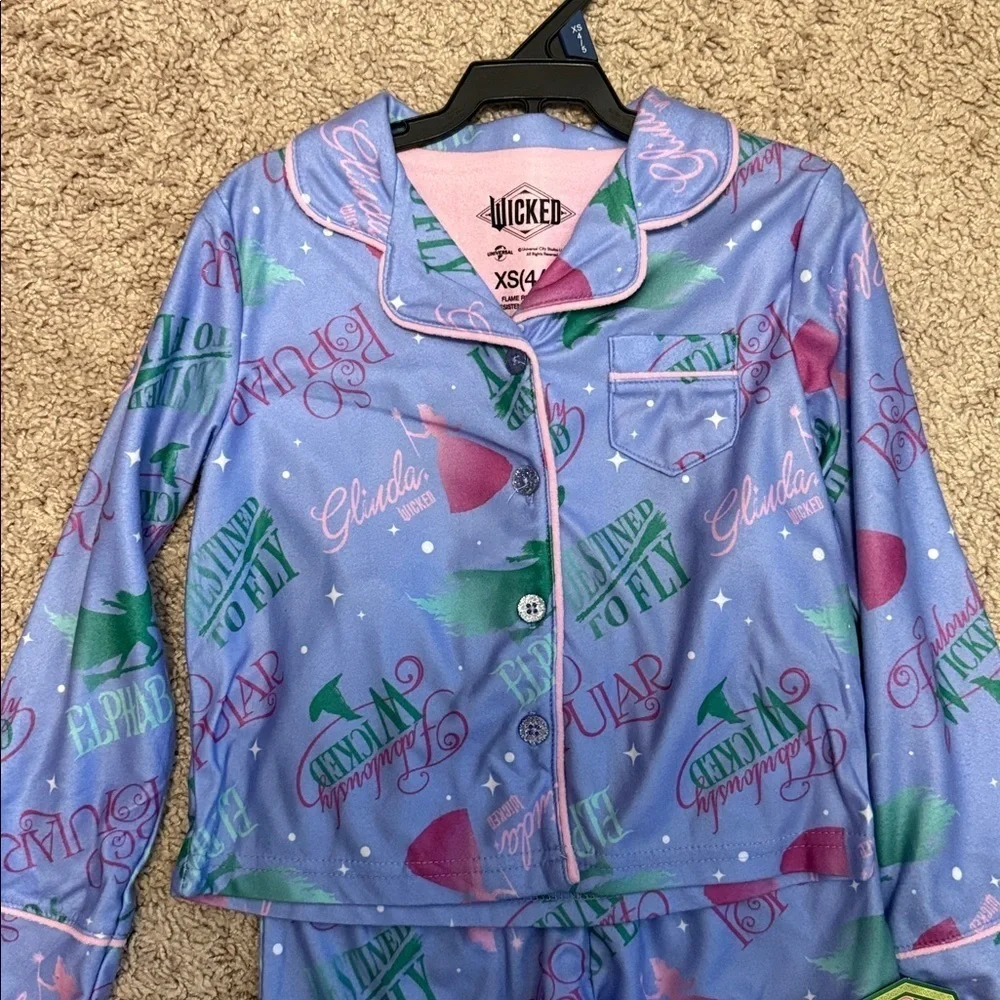 Wicked Blue and Pink Kids Soft and Cozy Long Sleeve and Short Pajama Set size XS